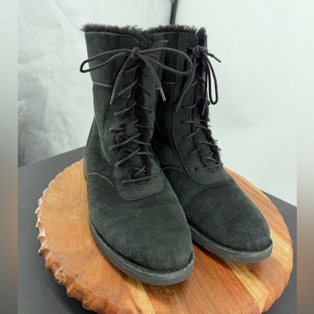 UGG Women’s Daney 1017507 Black Round Toe Lace-Up Ankle Snow Boots Sz 10 - Picture 4 of 12